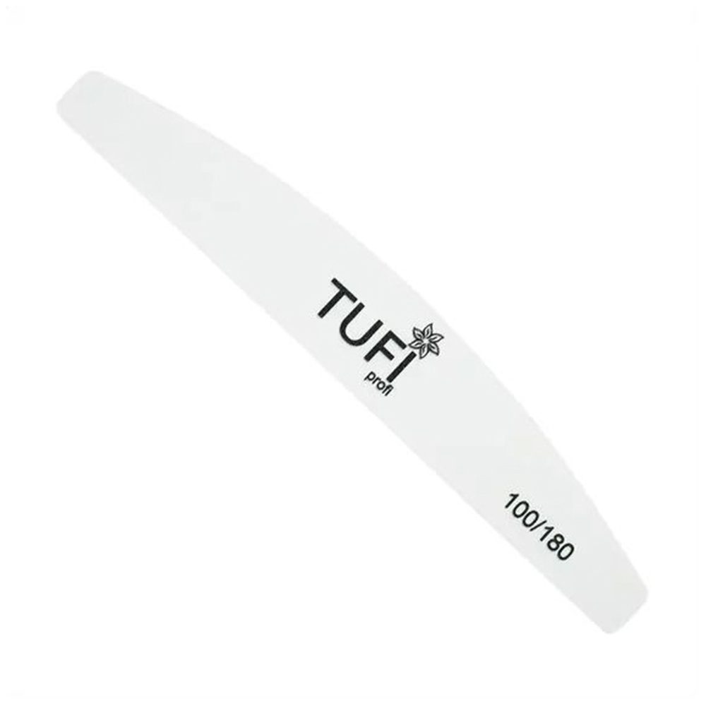 Пилка для нігтів Tufi profi Premium Півколо 100/180 грит, біла, 1 шт (0231933)